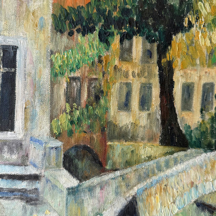 Timeless Cityscape Oil Painting "Stone Bridge" Rustic Small Artwork Holland Art Shop
