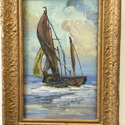 Refined Seascape Oil Painting "Sailing Boat" Rustic Small Art Holland Art Shop