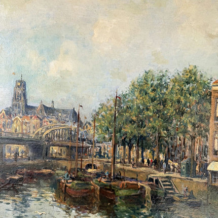 Refined Cityscape Oil Painting "City Canal" Traditional Artwork Holland Art Shop