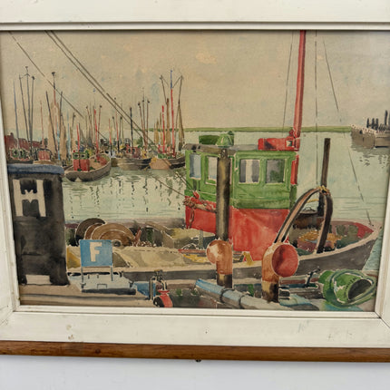 Rustic Harbor Scene Oil Painting "Fishing Boat" Traditional Art Holland Art Shop