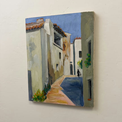 Detailed Cityscape Oil Painting "Narrow Alley" Rustic Small Artwork Holland Art Shop