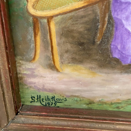 Rustic Portrait Oil Painting "Seated Woman" Vintage Small Artwork Holland Art Shop