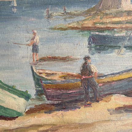 Original Seascape Oil Painting "Colorful Boats" Detailed Art Holland Art Shop