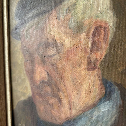 Original Oil Painting Portrait "Pensive Man" Fine Small Art Holland Art Shop