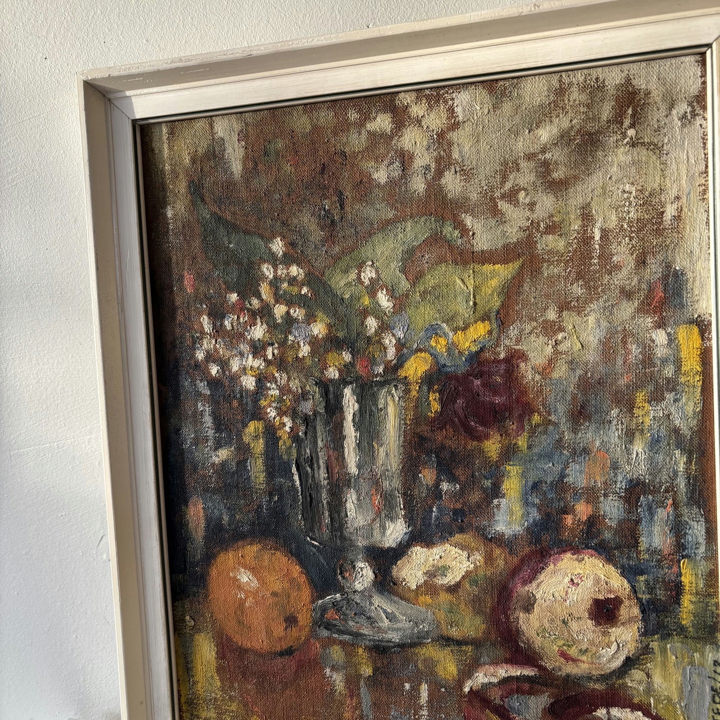 Remarkable Still Life Oil Painting "Flowering Vase" Traditional Small Artwork