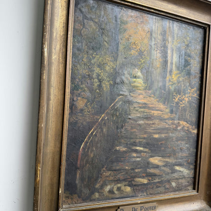 Expressive Landscape Oil Painting "Wooden Bridge" Rustic Artwork Holland Art Shop
