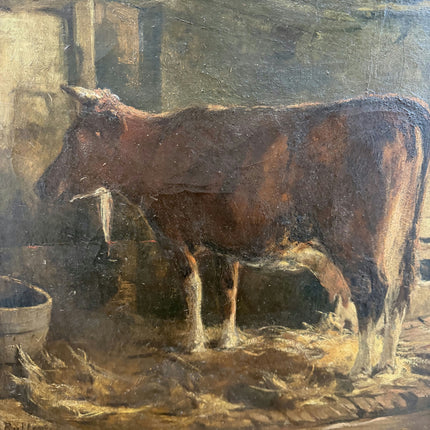 Antique Animals Oil Painting "Grazing Cow" Classic Art Holland Art Shop