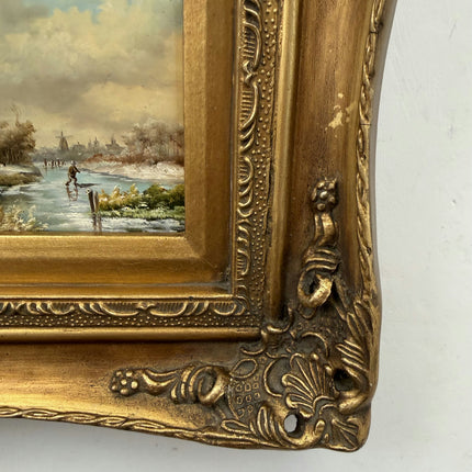 Handcrafted Winter Landscape Oil Painting "Gilded Frame" Timeless Small Art Holland Art Shop