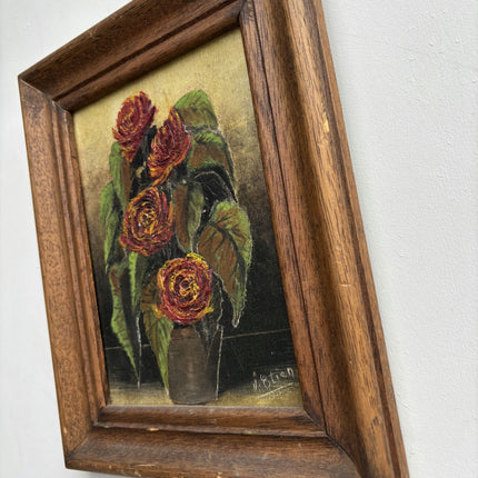 Authentic Floral Still Life Oil Painting "Flower Vase" Refined Small Art Holland Art Shop