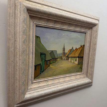 Detailed Cityscape Oil Painting "Village Street" Handcrafted Art Holland Art Shop