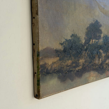 Vintage Landscape Oil Painting "Lone Tree" Refined Small Artwork Holland Art Shop