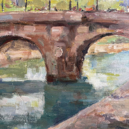 Elegant Cityscape Oil Painting "Stone Bridge" Handcrafted Art Holland Art Shop