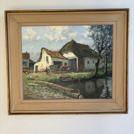 Expressive Farm Oil Painting "Thatched Cottage" Timeless Large Art Holland Art Shop