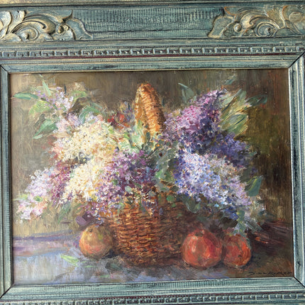 Handcrafted Floral Still Life Oil Painting "Flower Basket" Authentic Artwork Holland Art Shop