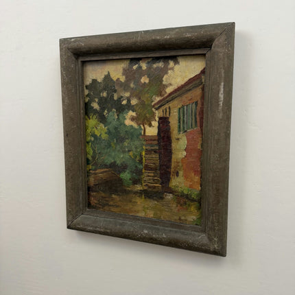 19th Century Antique Cityscape Oil Painting "Worn Paint" Artwork Holland Art Shop