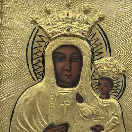 Authentic Religious  Oil Painting "Crowned Madonna" Elegant Small Art Holland Art Shop
