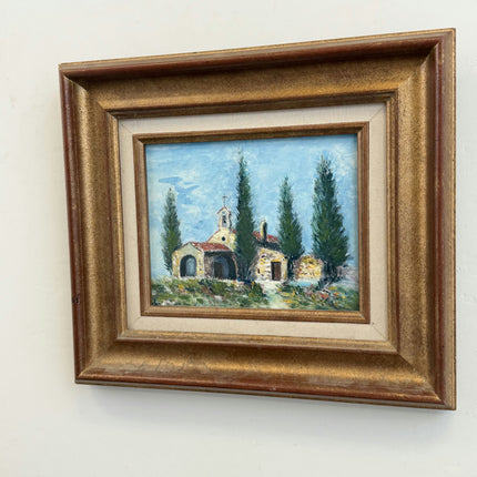 Traditional Scenery Oil Painting "Country Church" Original Small Artwork Holland Art Shop