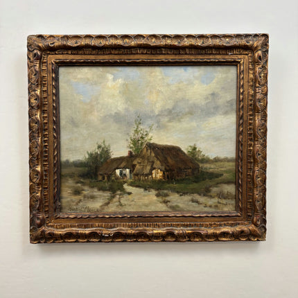 Authentic Landscape Oil Painting "Thatched Cottage" Timeless Artwork Holland Art Shop