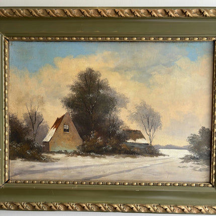 Timeless Winter Landscape Oil Painting "Snowy Cottage" Expressive Artwork Holland Art Shop