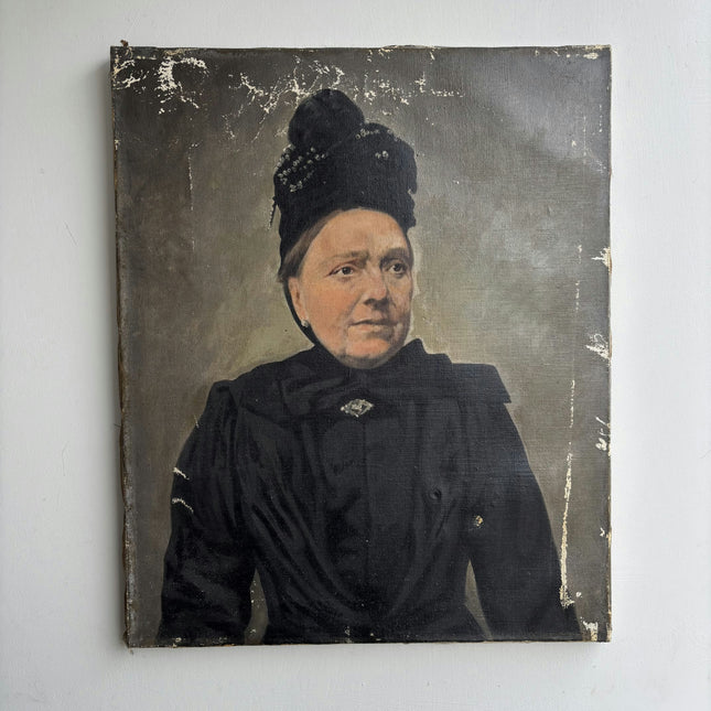 19th Century Antique Portrait Oil Painting "Elderly Woman" Artwork Holland Art Shop