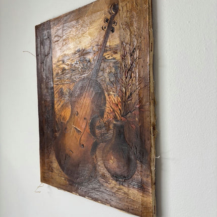 Original Oil Painting Still Life "String Instrument" Figurative Small Art Holland Art Shop