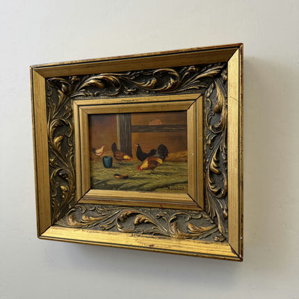 Detailed Animals Oil Painting "Golden Frame" Rustic Small Art Holland Art Shop
