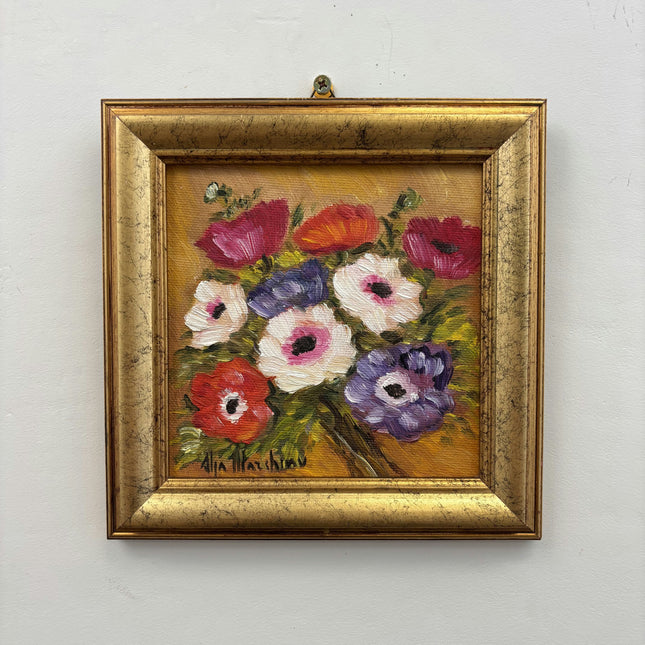 Original Flowery Still Life Oil Painting "Flower Bouquet" Refined Small Art Holland Art Shop