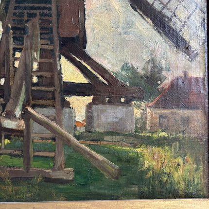 Elegant Landscape Oil Painting "Windmill Tower" Rustic Belgique Artwork Holland Art Shop
