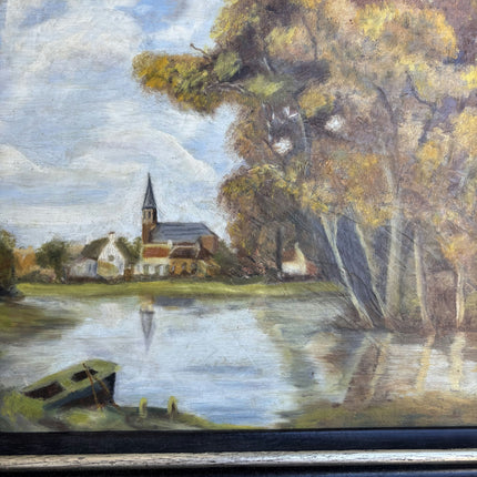 Timeless Landscape Oil Painting "River Boat" Original Artwork Holland Art Shop