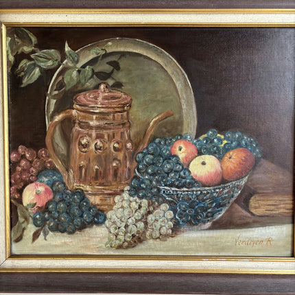 Refined Still Life Oil Painting "Fruit Bowl" Vintage Artwork Holland Art Shop