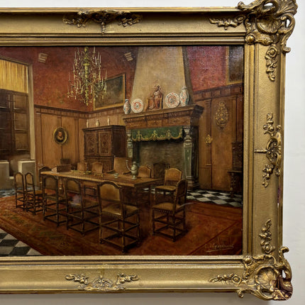 Elegant Interior Oil Painting "Dining Table" Handcrafted Large Artwork Holland Art Shop