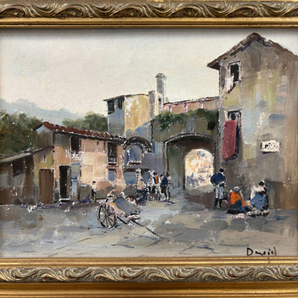 Refined Cityscape Oil Painting "Village Arch" Detailed Small Art Holland Art Shop