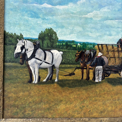 Refined Farm Oil Painting "White Horse" Vintage Artwork Holland Art Shop