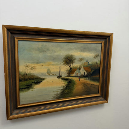 Elegant Scenery Oil Painting "Wooden Frame" Handcrafted Large Artwork Holland Art Shop