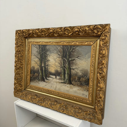 Vintage Winter Landscape Oil Painting "Snowy Trees" Traditional Large Art Holland Art Shop