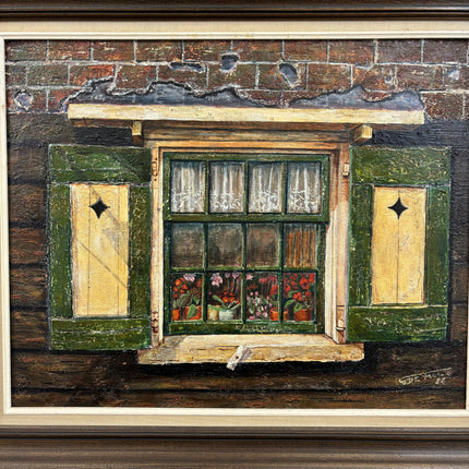 Traditional Cityscape Oil Painting "Green Window" Timeless Artwork Holland Art Shop
