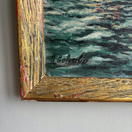 Handcrafted Harbor Scene Oil Painting "Docked Gondola" Original Art Holland Art Shop