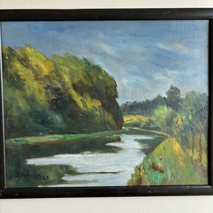 Authentic Landscape Oil Painting "River Bend" Elegant Artwork Holland Art Shop