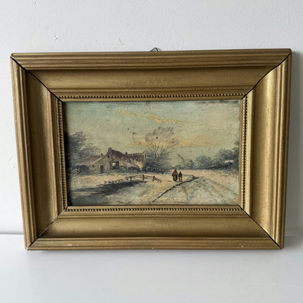 Timeless Winter Landscape Oil Painting "Snowy Cottage" Expressive Small Art Holland Art Shop