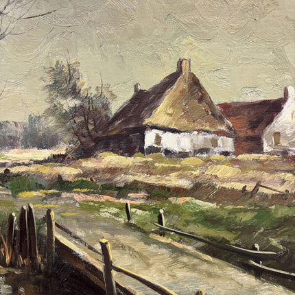 Traditional Harbor Scene Oil Painting "Wooden Boat" Original Artwork Holland Art Shop