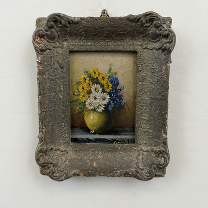 Authentic Floral Still Life Oil Painting "Flower Vase" Rustic Small Artwork Holland Art Shop