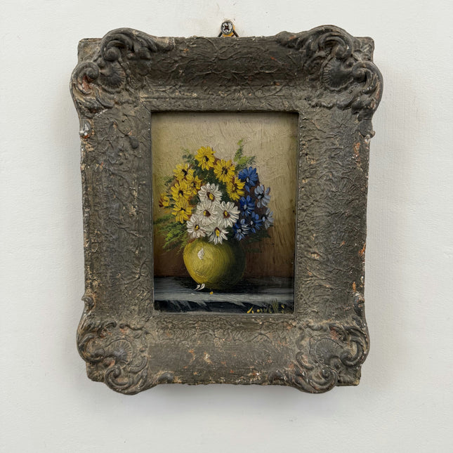 Authentic Floral Still Life Oil Painting "Flower Vase" Rustic Small Artwork Holland Art Shop