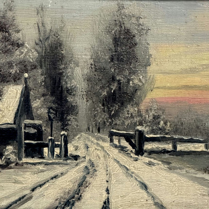 Traditional Landscape Oil Painting "Snowy Road" Detailed Artwork Holland Art Shop