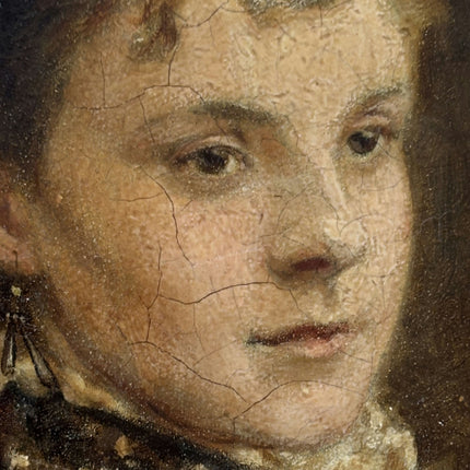 19th Century Antique Portrait Oil Painting "Old Frame" Small Artwork Holland Art Shop