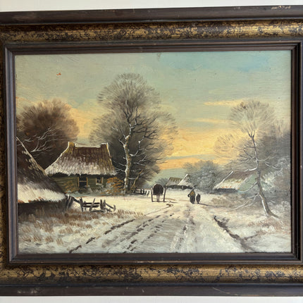 Handcrafted Farm Oil Painting "Thatched Cottage" Expressive Art Holland Art Shop