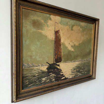 Elegant Seascape Oil Painting "Sailing Boat" Refined Large Artwork Holland Art Shop