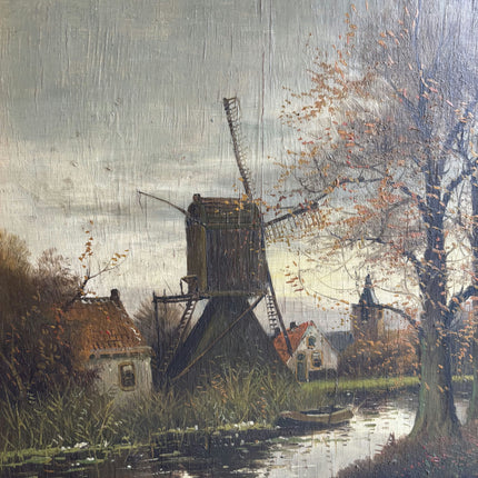 Refined Landscape Oil Painting "Windmill Tower" Detailed Artwork Holland Art Shop