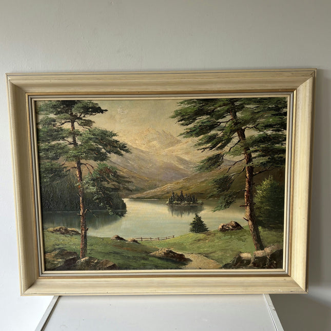 Traditional Landscape Oil Painting "Mountain Lake" Rustic Large Art Holland Art Shop