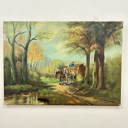 Authentic Landscape Oil Painting "Draft Horses" Timeless Large Art Holland Art Shop