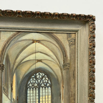 Traditional Church Interior Oil Painting "Arched Nave" Rustic Large Artwork Holland Art Shop